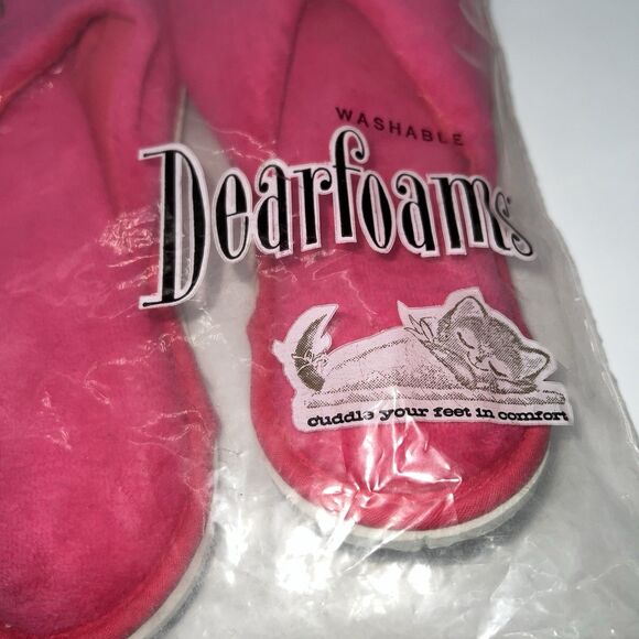 Vtg 1960s Pairs of Dearfoams Slippers 6.5-7.5 Washable Peep Toe Slip On-Pink-NOS - Picture 3 of 6